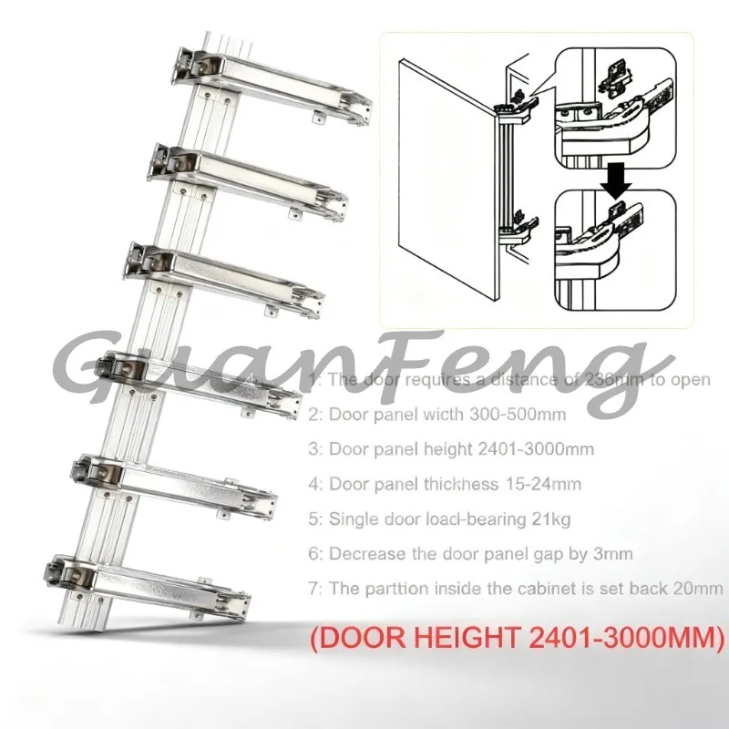 Hidden Push-open Soft-closing Sliding Door Hinge Set, Heavy-duty Vertical Parallel Horizontal Opening Mechanism, Handless