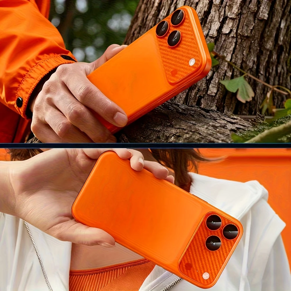 NNBILI 1개 오리지널 럭셔리 카본 파이버 텍스처 메탈 카메라 렌즈 보호기 강화유리 아이폰 17프로 맥스 17 프로에 적합