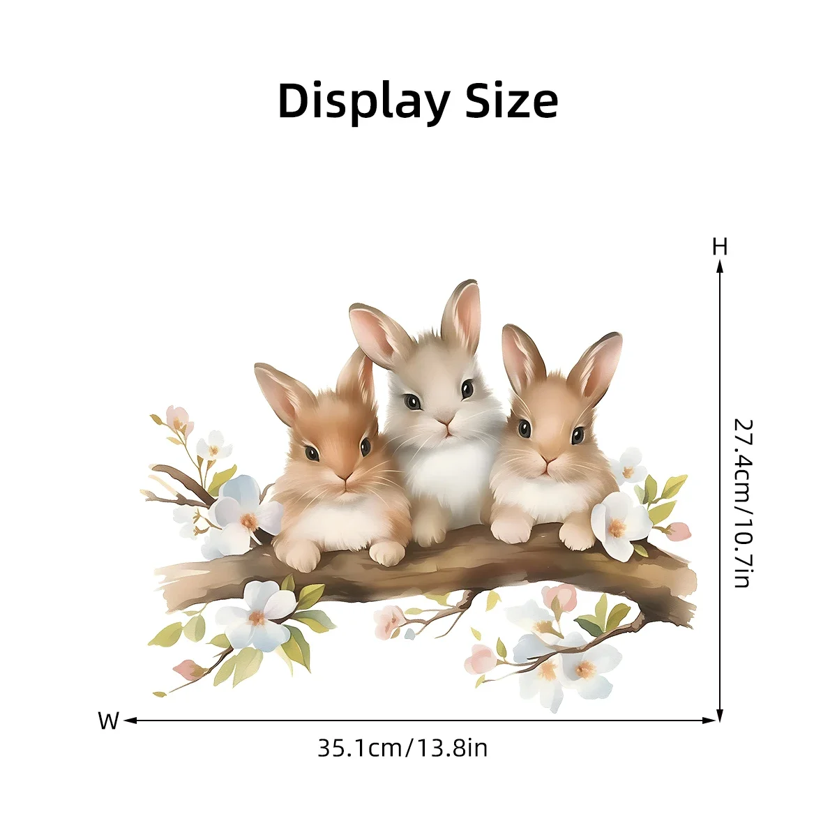 1Pc Watercolor Flower Cartoon Rabbit Wall Stickers for Kids Room Decor Baby Room Child Home Decoration Living Room Wall Decals