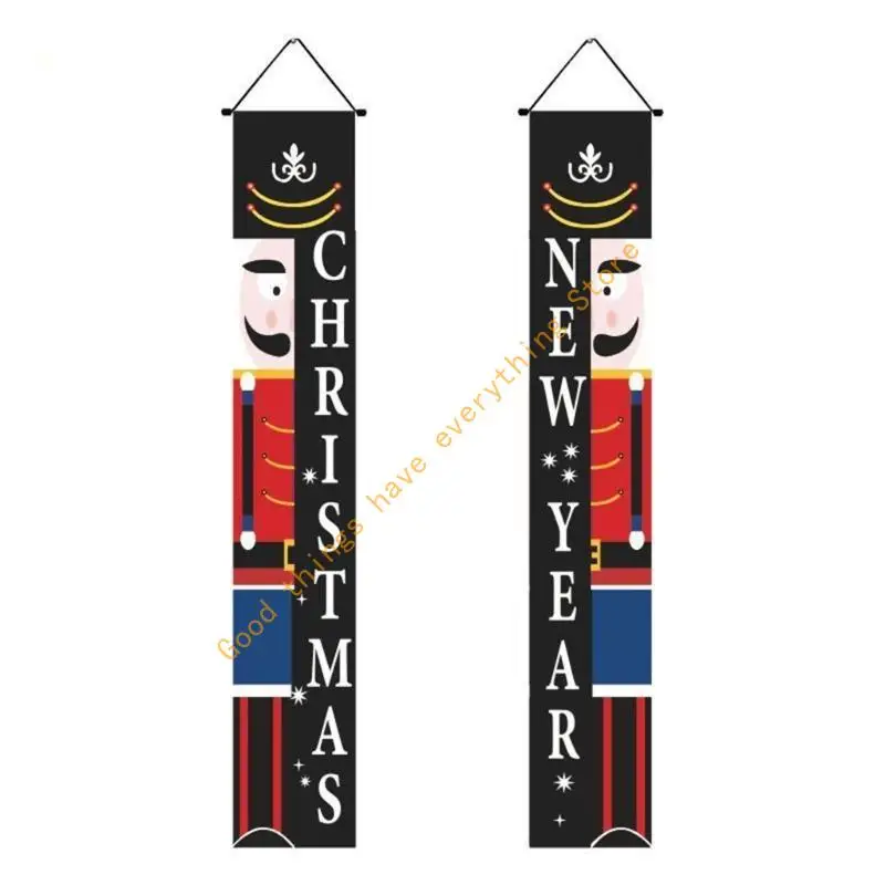 

2024 New Year Nutcrackers Soldier Decoration Couplet Santa Hanging Flag 55KF