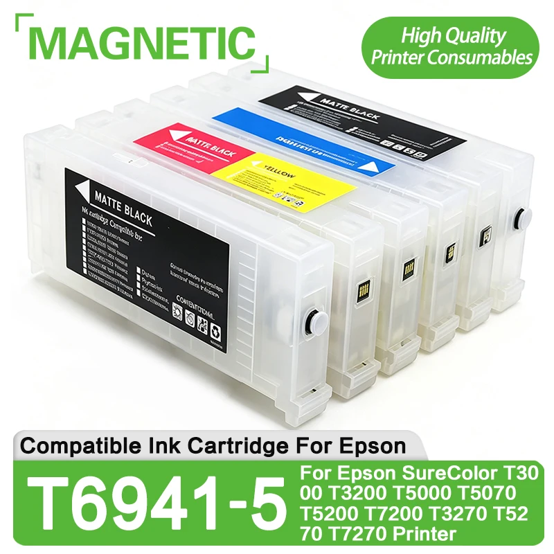 T6941-T6945 700ml Empty Refillable Ink Cartridge With Chip For Epson SureColor T3000 T5000 T7000 T3070 T5070 T7200 Printer