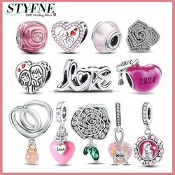 925 Sterling Silber Muttertag Liebe dich Mutter Herz Rose Charm Perlen passen Marke Armband DIY Frauen Schmuck Geschenk