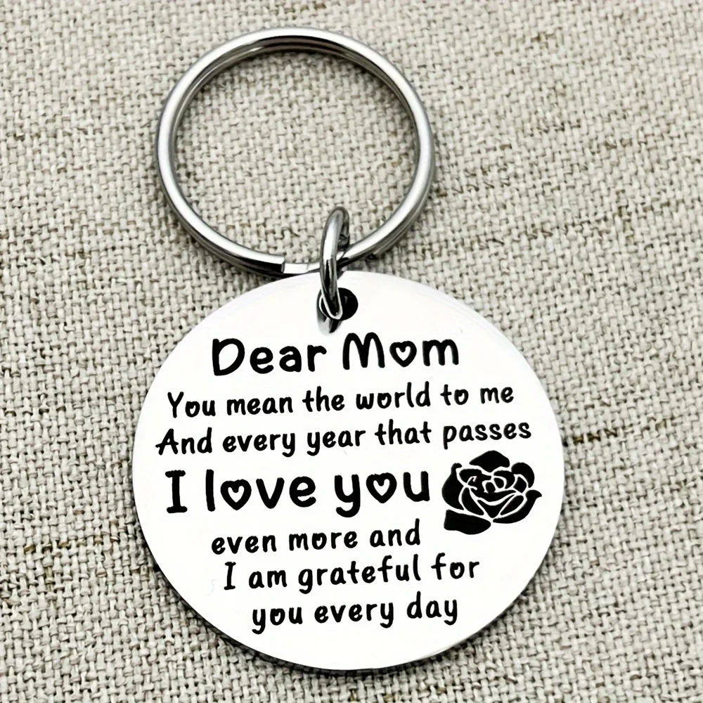 1PC Dear Mom I Love You Schlüsselanhänger Edelstahl Schlüsselanhänger Ring Geburtstag Weihnachten Thanksgiving Muttertagsgeschenk für Mama