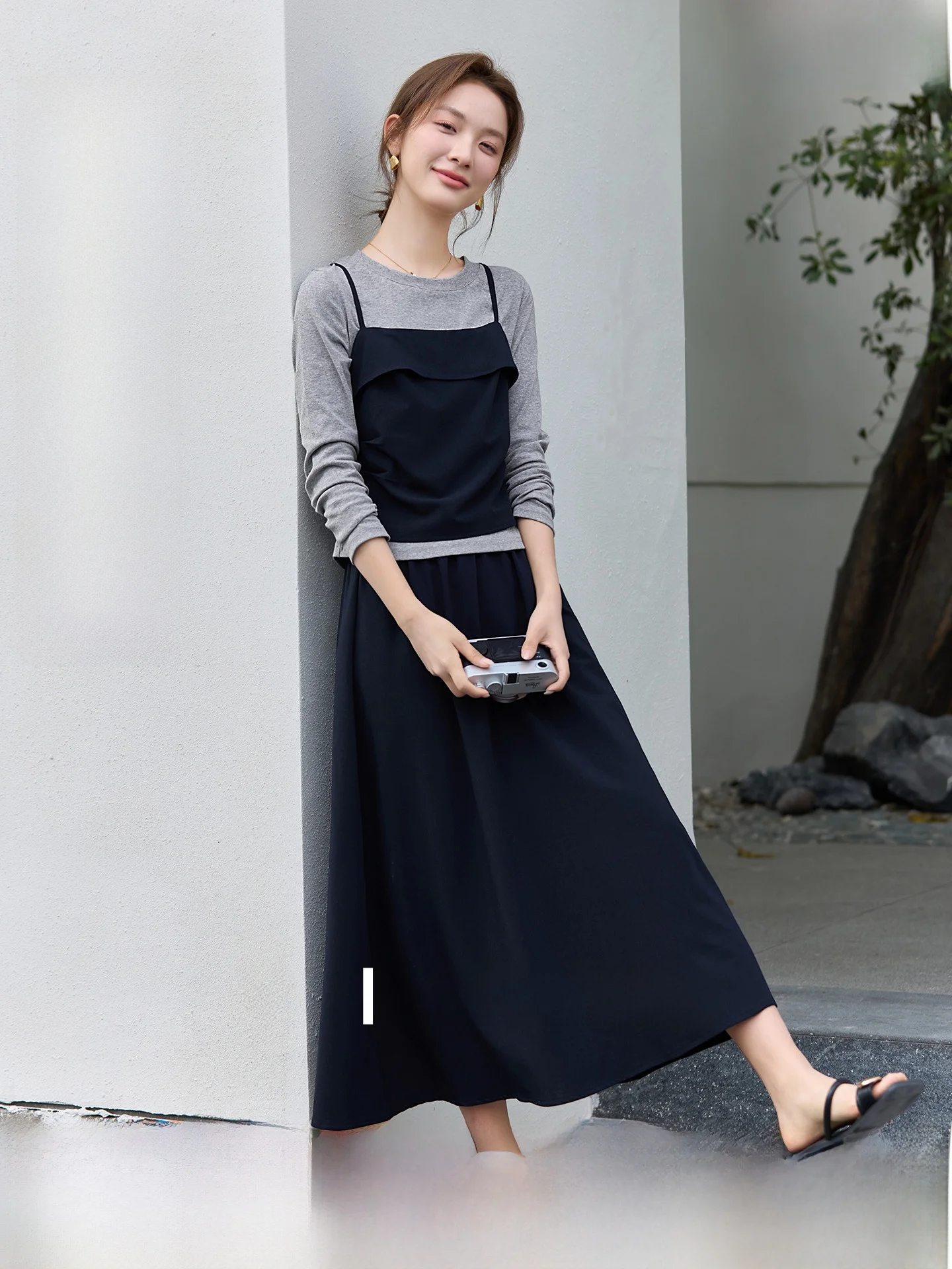

Loose Feel Korean Sle Tee Piece Set Women's Spring 2026 Casual round Ne T-irt with f Skirt Faionable Ensemble