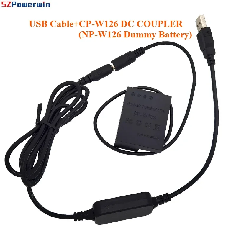 

5V USB Connector+ NP-W126 Dummy Battery CP-W126 DC Coupler for Fujifilm XT3 XT30 XT2 XT1 X-T200 X-Pro2 X-Pro3 X-S10 X-E X-T30II
