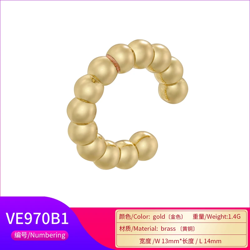 ZHUKOU C shape Female Ear Cuffs No Piercings earrings fake cartilage earring for Women Fashion 2023 Jewelry wholesale VE963