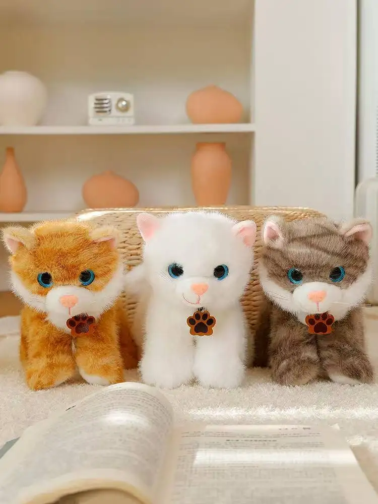 ตุ๊กตาแมวตาโตจำลองรุ่นล่าสุด ตุ๊กตาผ้ากำมะหยี่น่ารัก การ์ตูนแอนิเมชั่น ตุ๊กตาของขวัญวันเกิดเด็กน่ารัก