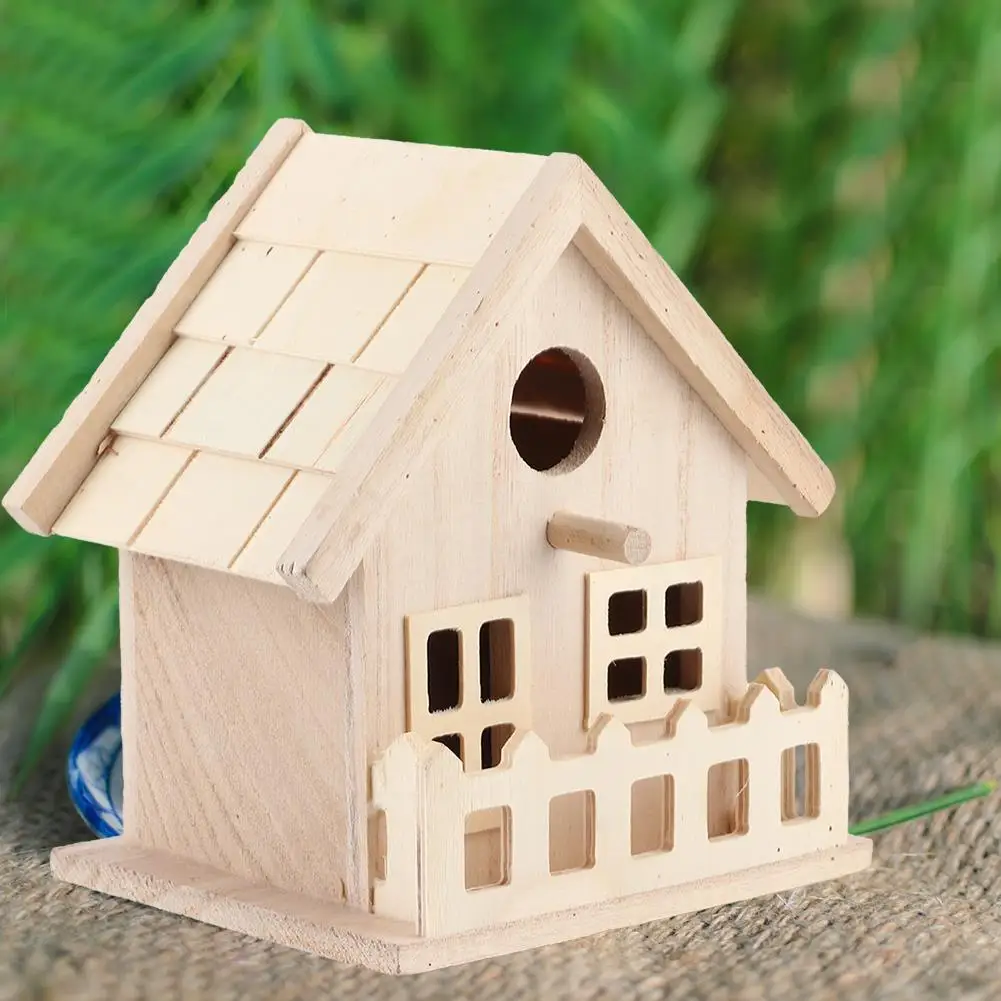 Wooden Bird House Hanging Cage for Garden, Balcony & Home Decor - Breeding & Feeding Box Pendant