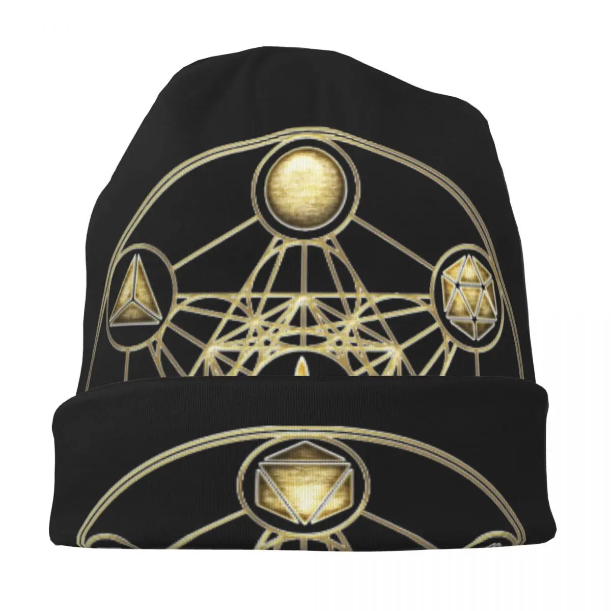 Platonic Solids Metatrons Cube Flower Of Life Bonnet Hat Ski Skullies Beanies Hats for Men Women Spring Thermal Elastic Caps