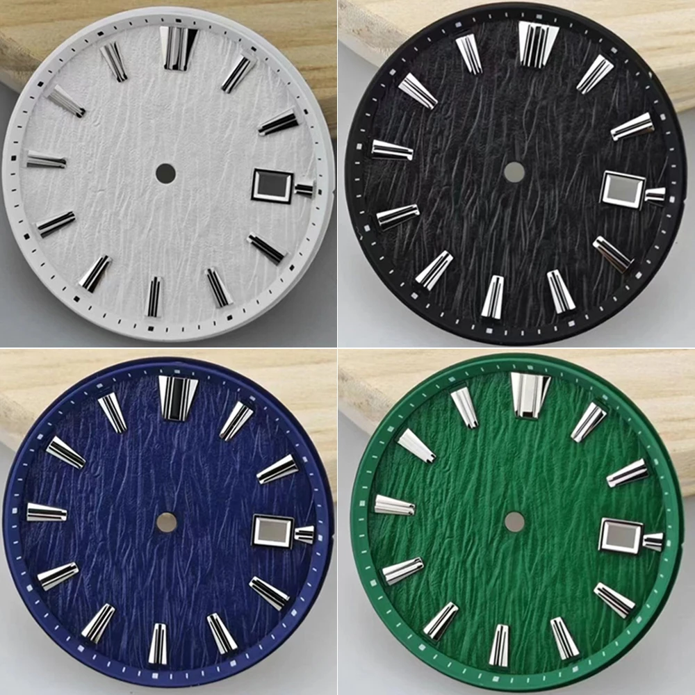 33.5mm Single Calendar Watch Dial for NH35 NH36 Movement Mechanical Watch Face Replacement Black/White/Blue/Green Simple Dials