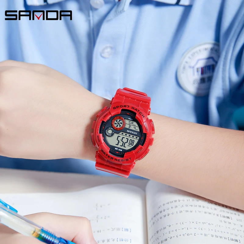 2024 SANDA 6114 Fashion Simple Ladies Sport Watches Women Wristwatches Alarm Clock Resistant Waterproof Digital Watch For Girl