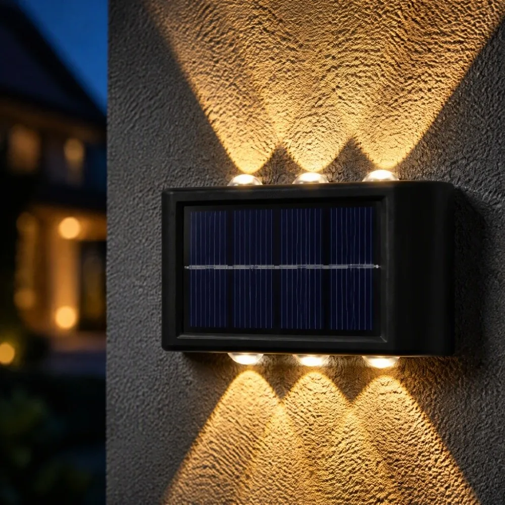 Waterproof Solar Light Lamp 4/6/8/10/12/16LED Up And Down Luminous Solar Wall Light Warm Light Outdoor Solar Lights New Year