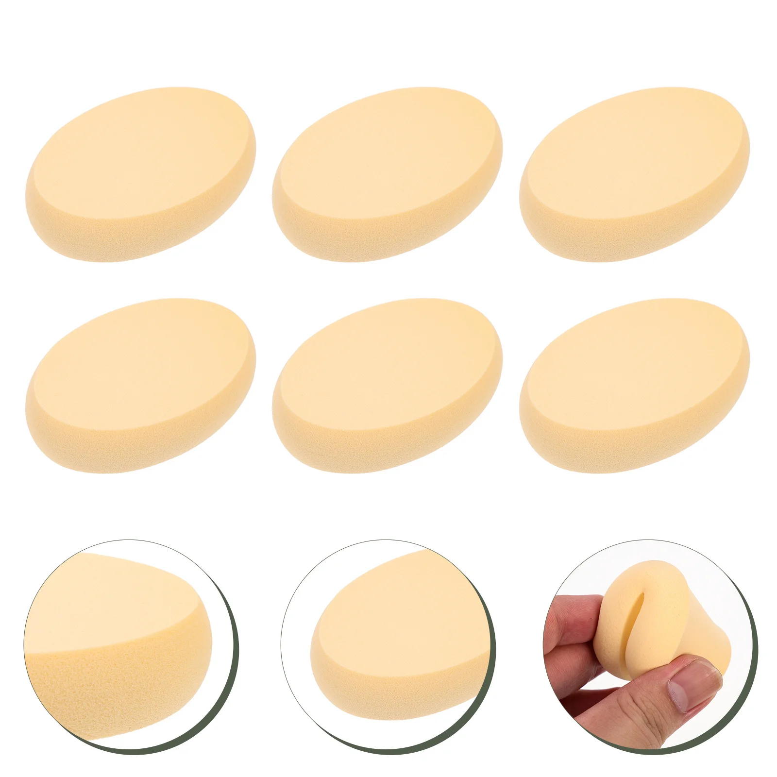 

6Pcs Face Powder Puff Soft Oval Sponge Dual Use for Foundation and Setting Powder Comfortable Grip Even Blending Professional