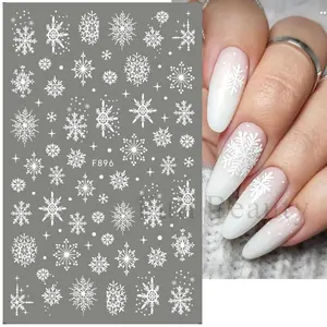 3D Snowflake Art of Nagel Dealques Weiß Weihnachtsprojekte Autodesivo Neujahr Neujahr Winter Gel Slider Dekorationen Laf895 12 Hauptverkaufsaufkleber -Nagelgel - №9
