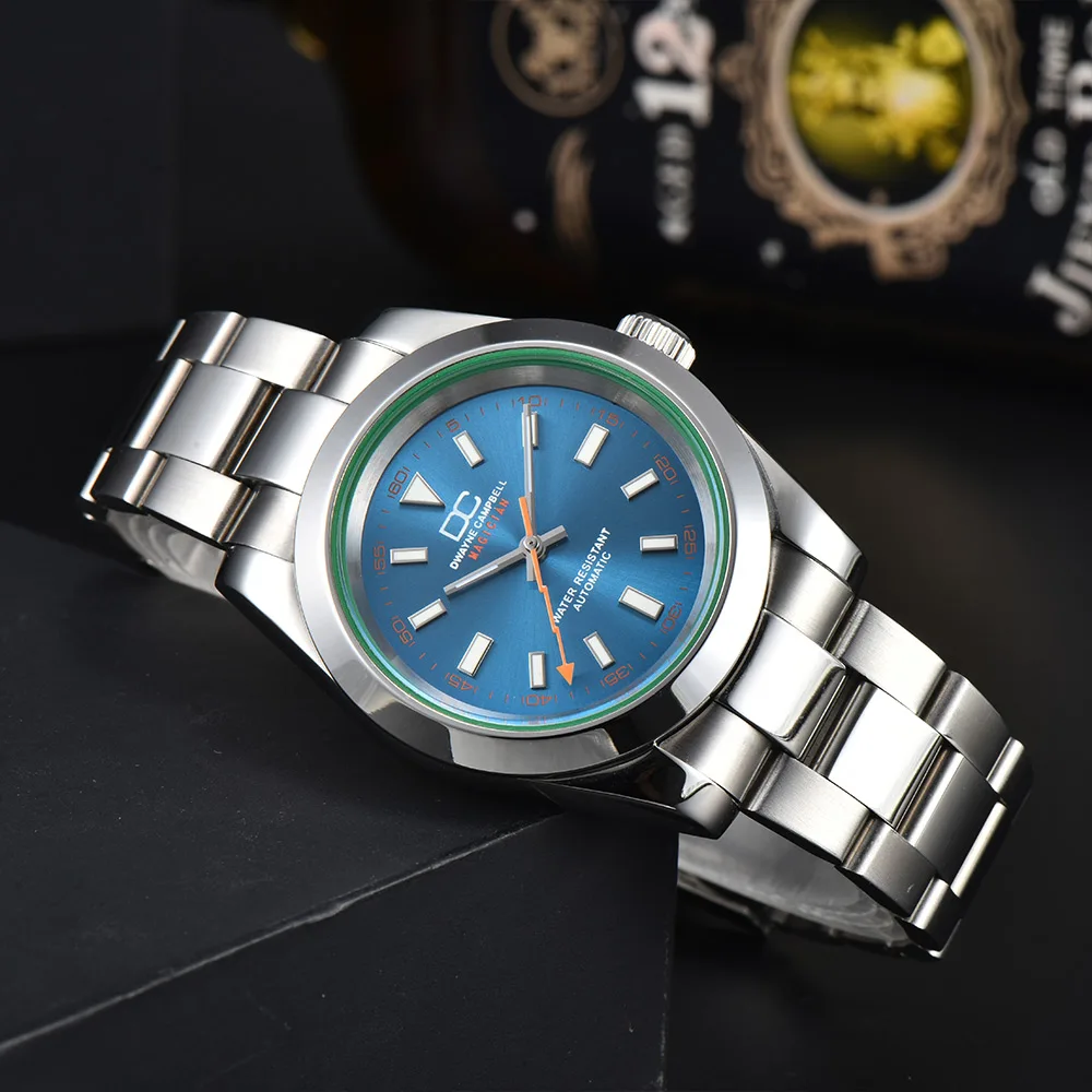 

Dwayne Campbell новые роскошные автоматические часы с сапфировым стеклом NH35 механические наручные часы светящиеся часы для мужчин