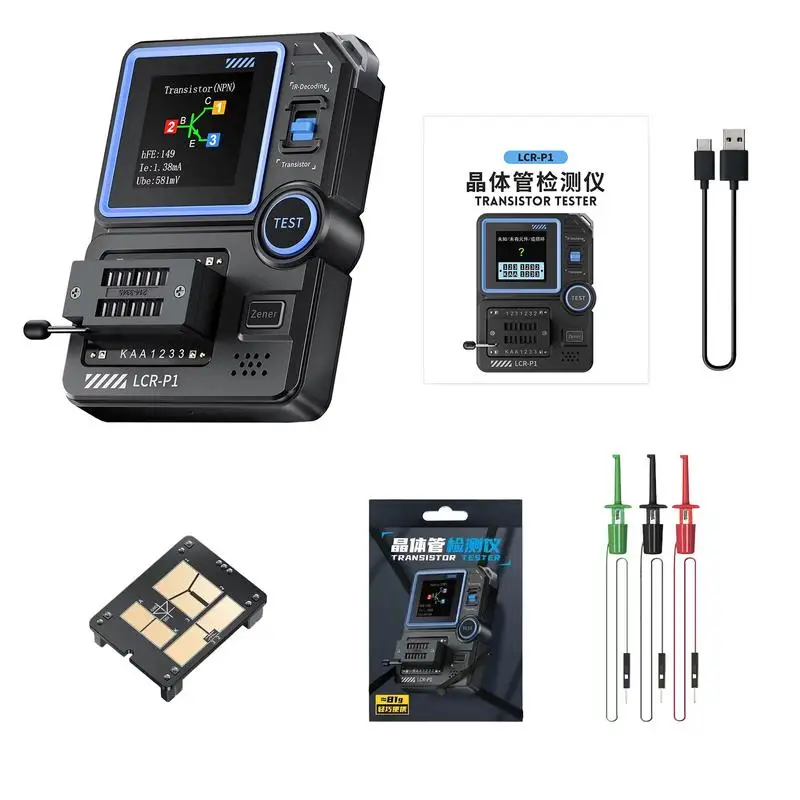 Transistor Tester Colorful Graphic Display Capacitance Meter Diode Resistor Inductor Capacitance Tester MOS SCR Meter Automatic