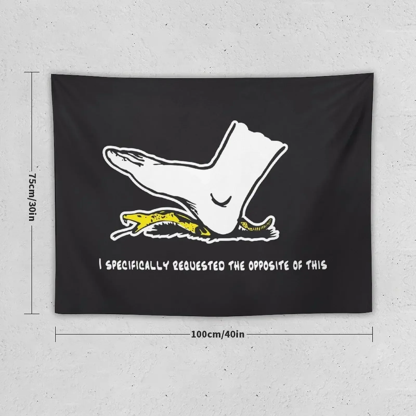 I specifically requested the opposite of this - Don't tread on me parody Gadsden flag with snek - yellow on black backg Tapestry