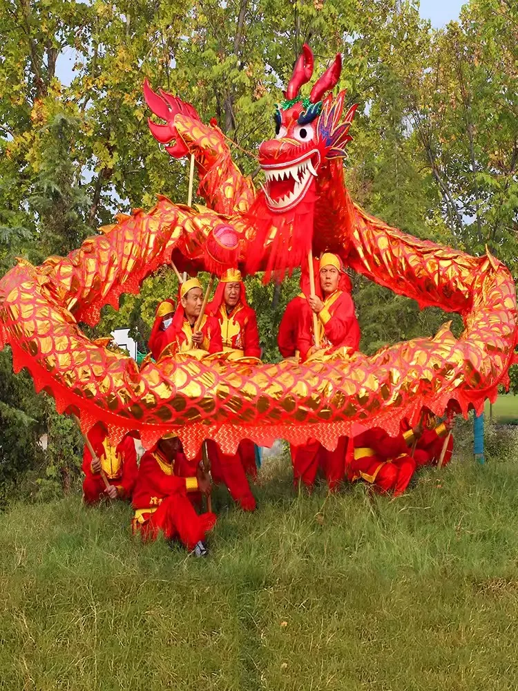 Dragon Dance Full Set of Golden Dragon Props Hot to Send Dragon Clothing Beads