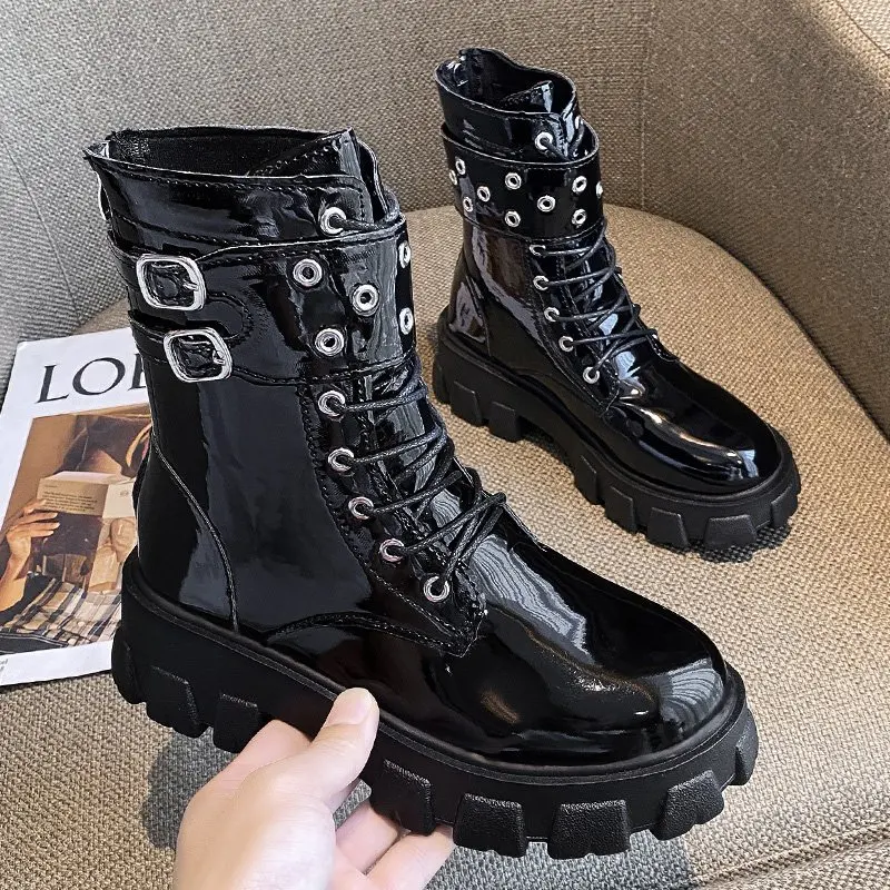 

2024 Winter New Fashion Women Boots Platform Zipper Mid Calf Boots Ladies Waterproof Round Toed Shoes Female Zapatos De Mujer