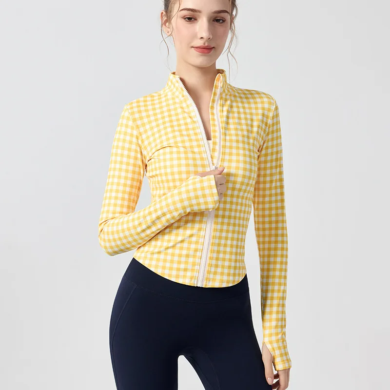 

Модное осенне-зимнее женское облегающее тонкое пальто с воротником-стойкой для йоги и длинными рукавами на молнии, дышащие мягкие спортивные топы для фитнеса и спортзала