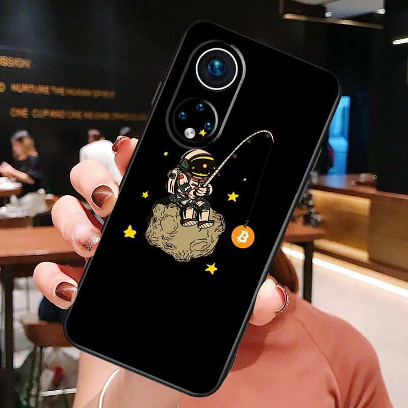 Bitcoin to the Moon Astronaut BTC For Honor X8 X7 X9 a 50 70 90 Magic5 Lite Huawei P60 P40 P20 P30 Pro P Smart Nova 9 5T Case