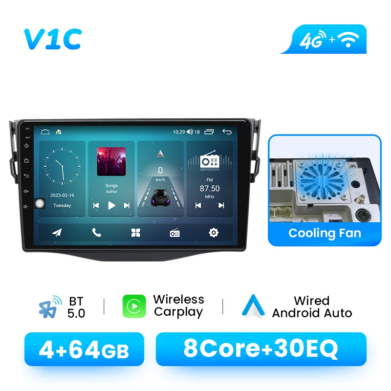 Autoradio Speler Voor Toyota RAV4 2007-2011 Android 14 GPS Navigatie Draadloze Carplay DSP AI Voice Audio multimedia GEEN 2Din