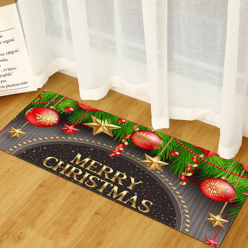 Cartoon Christmas tree cute Santa Claus snow elk print pattern carpet living room bedroom  kitchen floor mat