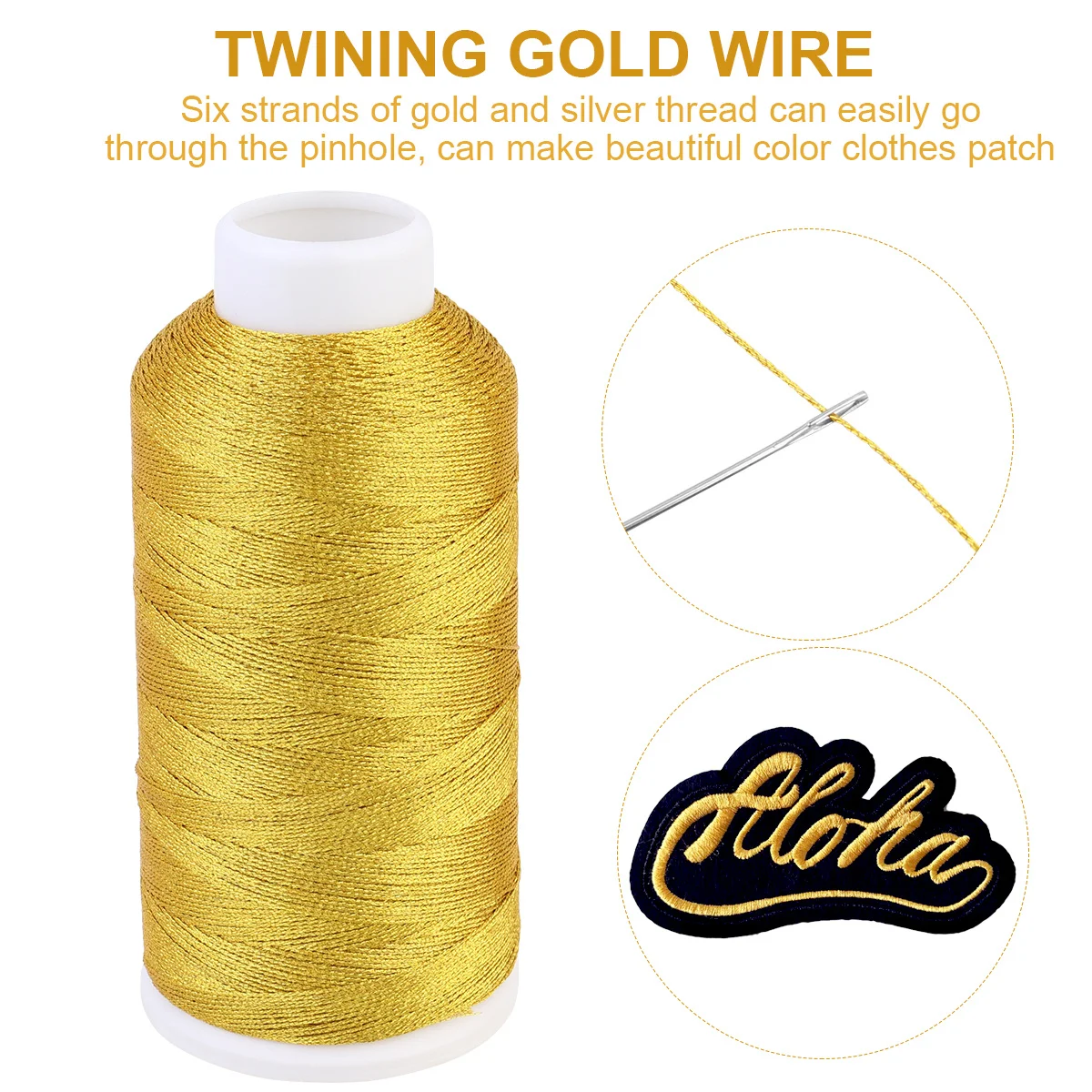 

6 Strands Golden Sewing Thread Spool High Strength Nylon Silk For Quilting Jewelry Beading Drapery Long Cone Roll Handicraft