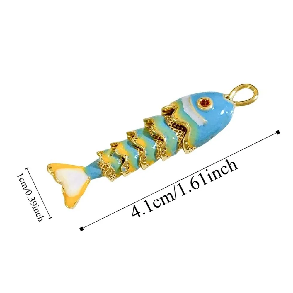Carp Plated Enamel Fish Charms 3D Jewelry Accessories Movable Mini Metal Fish DIY Pendants Waterproof Brass Colorful Small Koi view 6