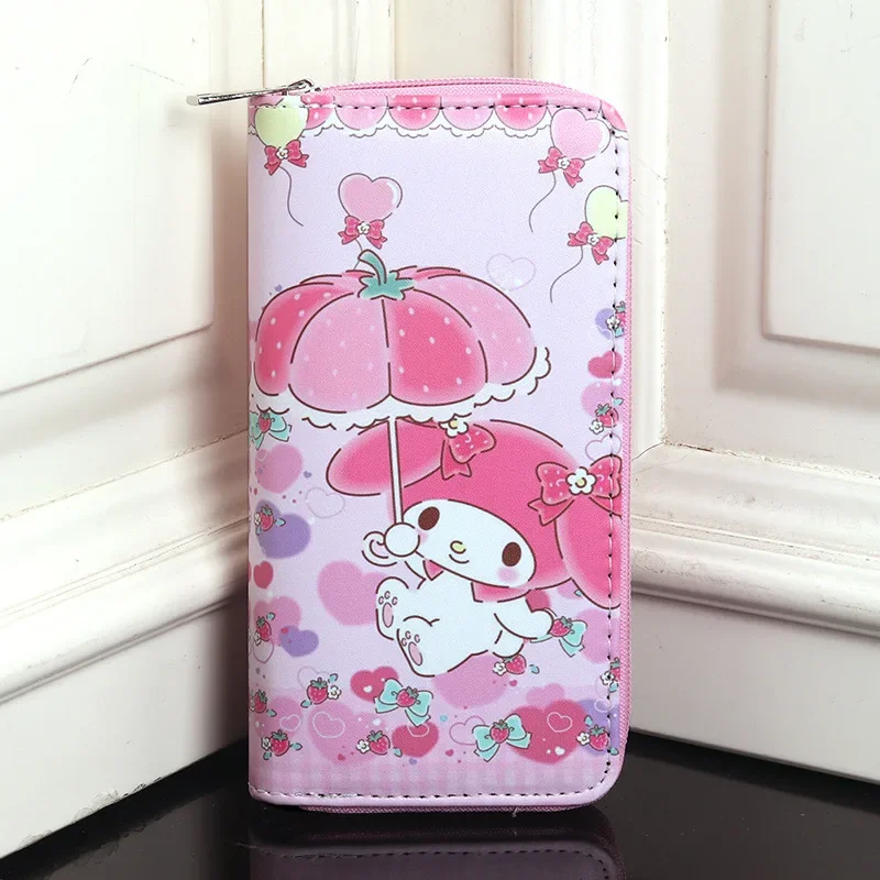  Hello Kitty Standard Wallet for Women Kawaii Melody Kuromi Coin Purse PU Leather Luxury Designer Bag