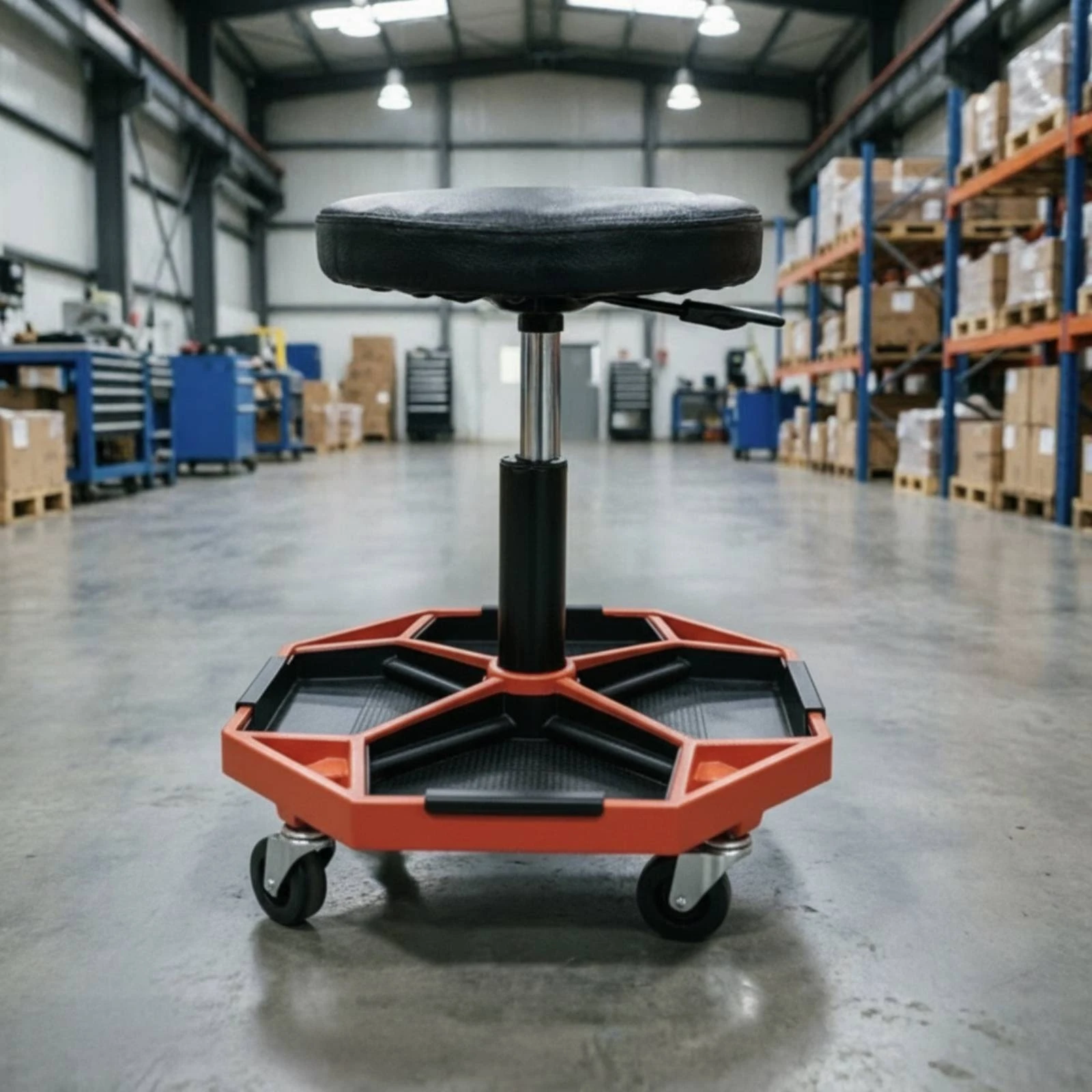 Rolling Stool with Tool Tray Padded Roller Seat with Tool Tray Rolling Mechanic Stool Cushioned Long-Lasting for Mechanics