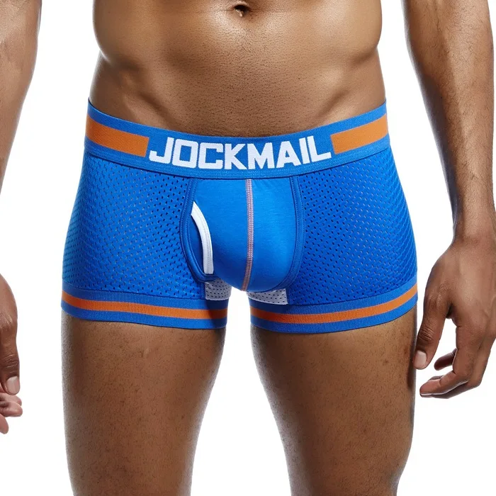 JOCKMAIL bielizna męska pudełka Mesh szybkoschnący lodowy jedwab oddychająca moda młodzieżowa Calzoncillos Sexy Am Gosteren Killer Sansursuz