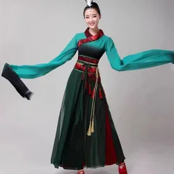 Chinese Klassieke Danskleding Vrouwen Watermouw Groene Dansvoorstelling Kostuum Toneeloutfit Vrouw