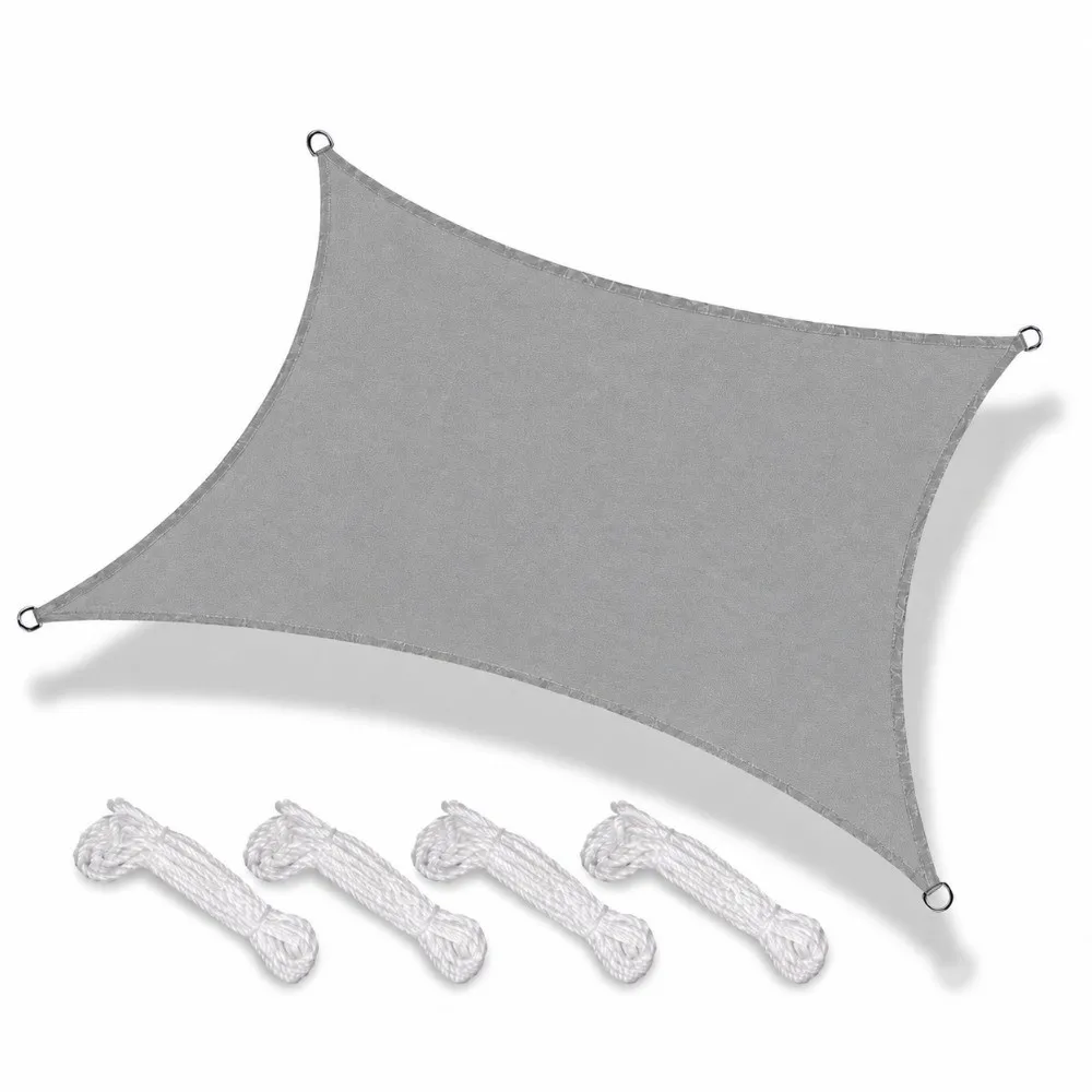 Portable 2x3m Sun Shade Sail Rectangle Polyester Rain Protection Canopy Practical Block Awning Garden