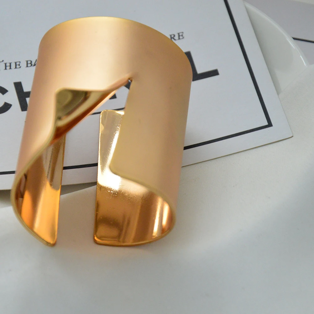 

-plated Gold Bracelet Wide Open Bracelets Cuff Bangle Color Bangles Sleeves for Women Grooved