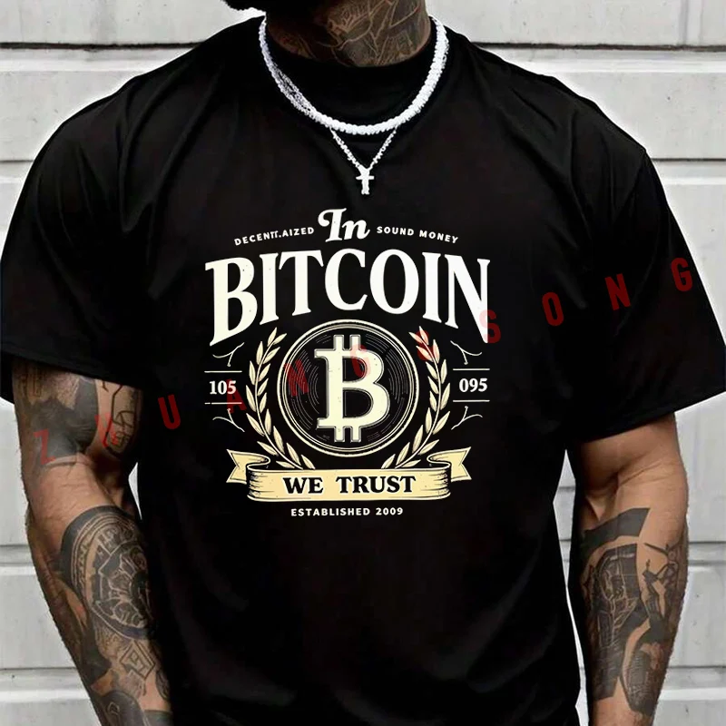

In Bitcoin We Trust T-Shirt Men Hip Hop Streetwear Unisex Casual Fashionable Short Sleeve Tops