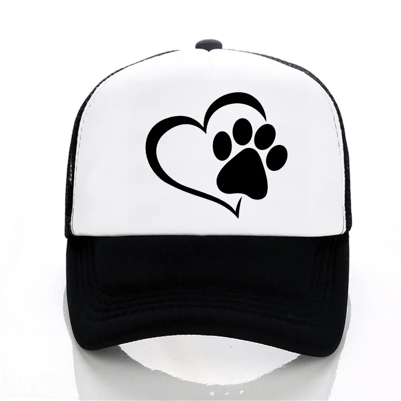 

Love Dog Paw Baseball cap Cartoon letter Men women cool summer Mesh Trucker Caps Unisex adjustable snapback hats