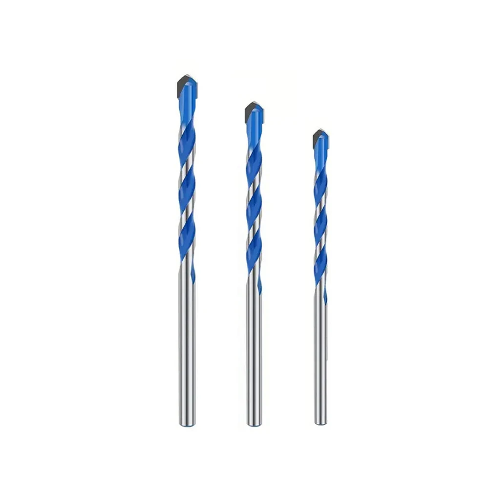 Carbide Tile Drill Bit Set 3 PCS for Concrete Glass Plastic Fast Cutting U Groove Design Non Slip Triangular Grip