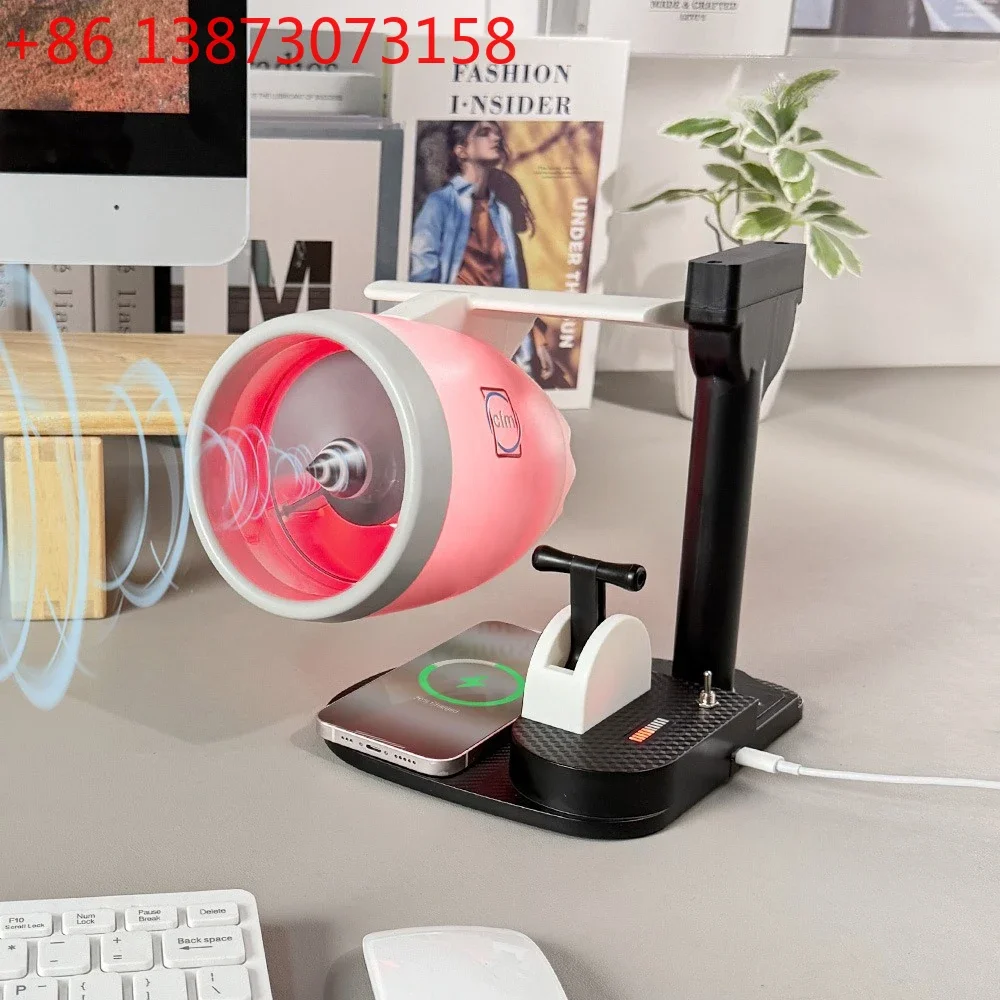 Creative Desktop USB Airplane Engine Turbo Fan JetFan Small Electric Fan with Wireless Charging