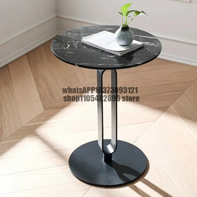 Italian minimalist marble edge light luxury living room balcony economical Nordic design small round table