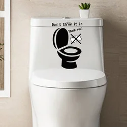 Toilet Stickers Reminder Slogan ‘Dont Throw It In,Thank You! ’PVC Frosted Decals Bathroom Seat Decoration Wall Mural Art Sticker