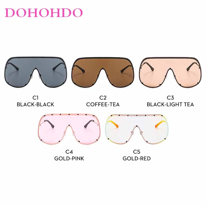 Luxury Brand Designer Oversized One Piece Sunglasses Women Men Trends Steampunk Hip Hop Y2K Outdoors Travel Sun Glasses UV400