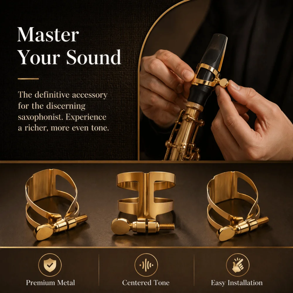Single Screw Adjustment Saxophone Ligature Golden Metal Mouthpiece Ligature Ligature Fastener Soprano Saxophone Ligature