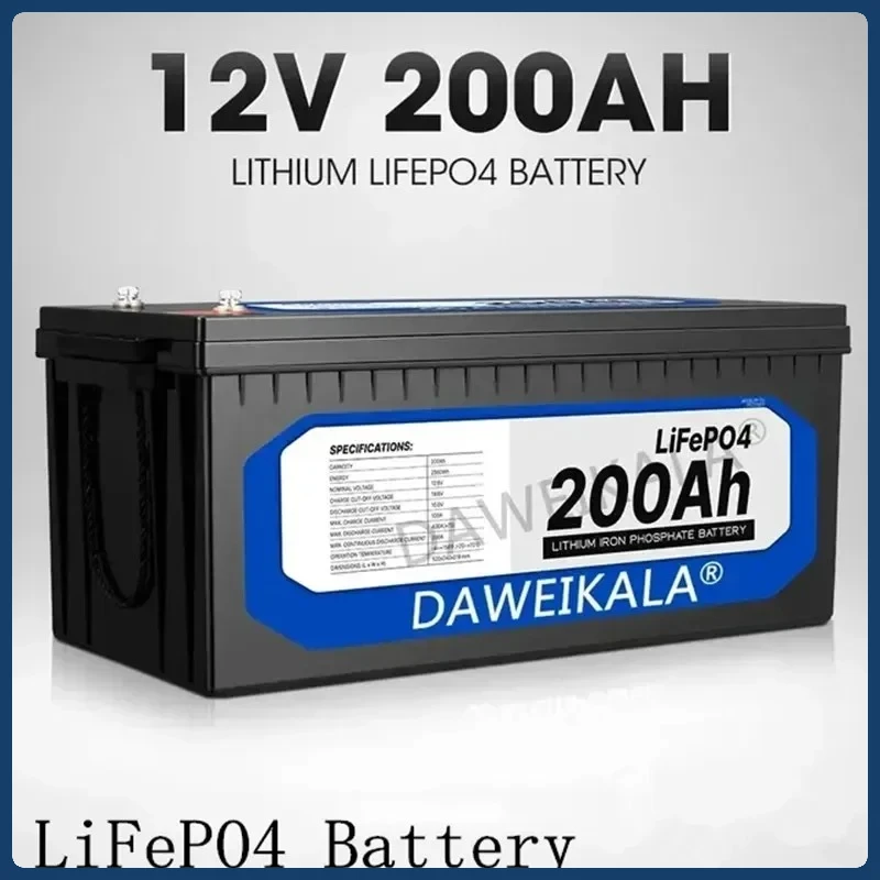 

New12V 200Ah LiFePO4 Battery Lithium Iron Phosphate Battery Built-in BMS for Solar Power System RV House Trolling Motor Tax Free