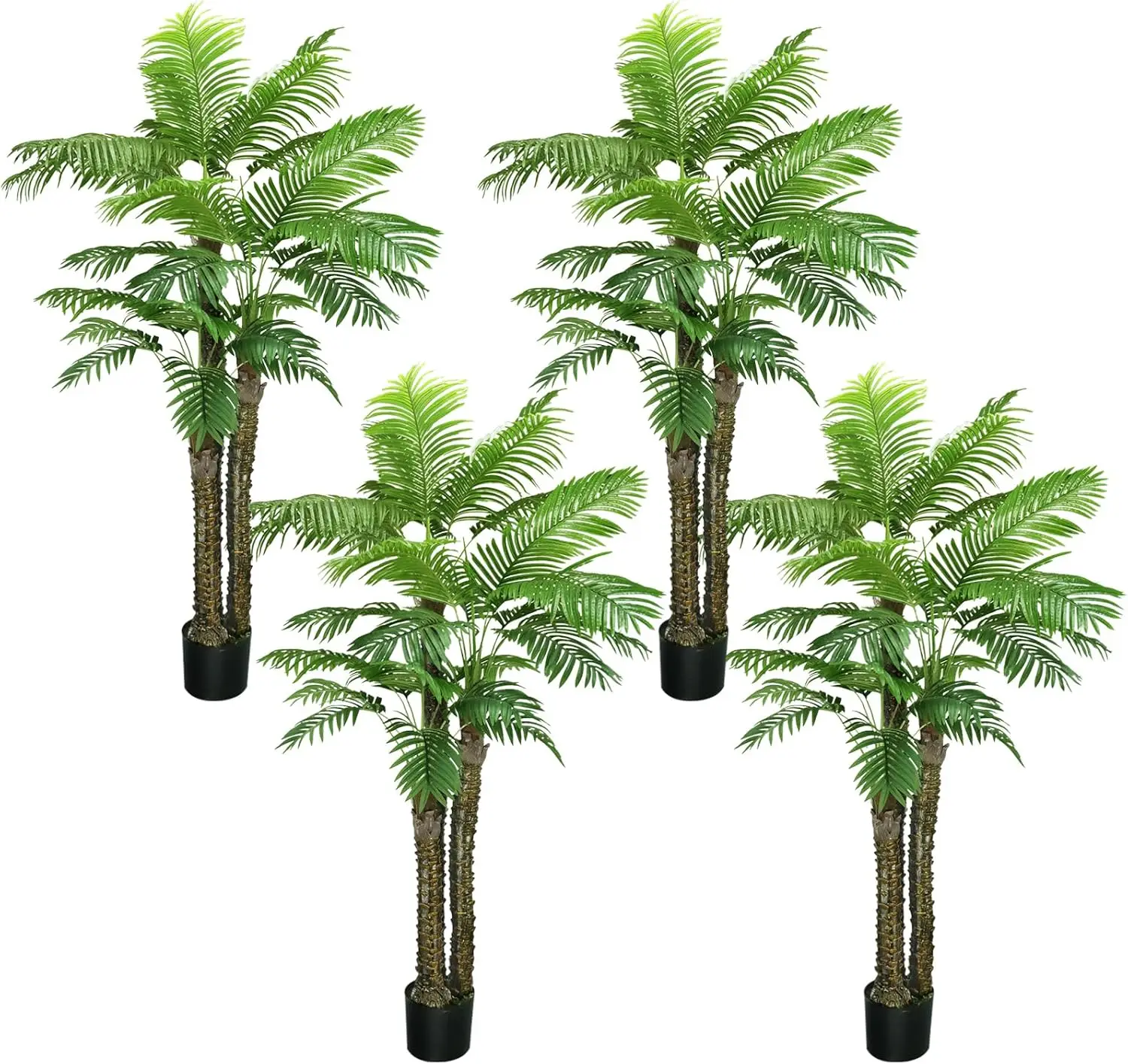 

8ft Artificial Triple Tropical Phoenix Palm Tree for Outdoors -UV Resistant Fake Plants for Patio, Office Perfect Decor (4 Pack)