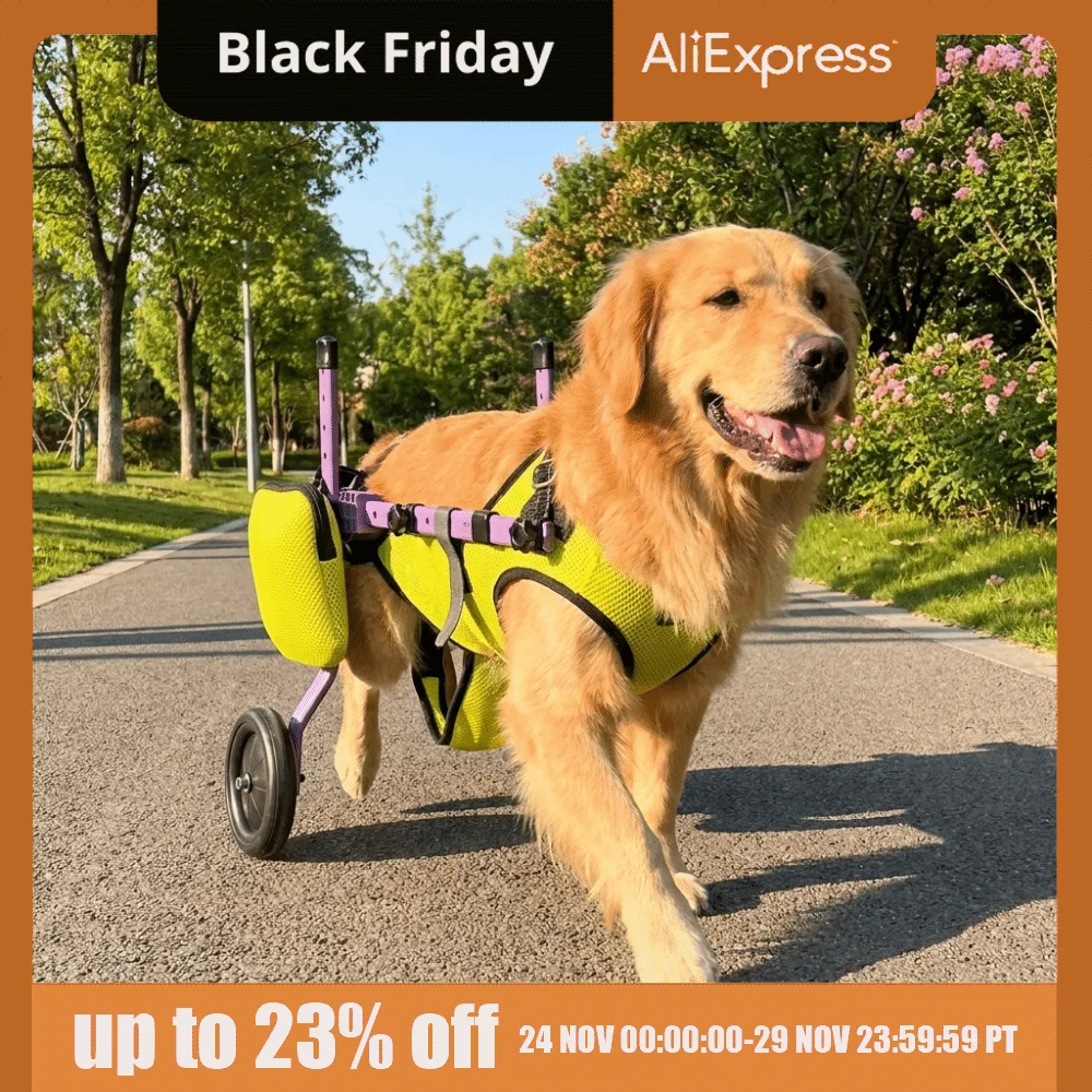 

Adjustable Dog Wheelchair Breathable Hind Leg Support Cat Recovery Aid Car with Wheels Pet Walk Trolley Injury Recovery