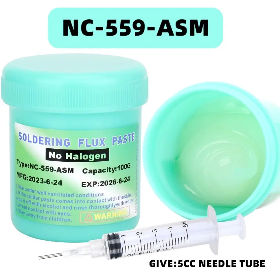 100% แปะ NC-559-100g เดิม ASM ฟลักซ์สำหรับบัดกรี100กรัมไม่ทำความสะอาดหัวแร้งบัดกรีรีเฟรชเชื่อมซ่อมแซม PCB