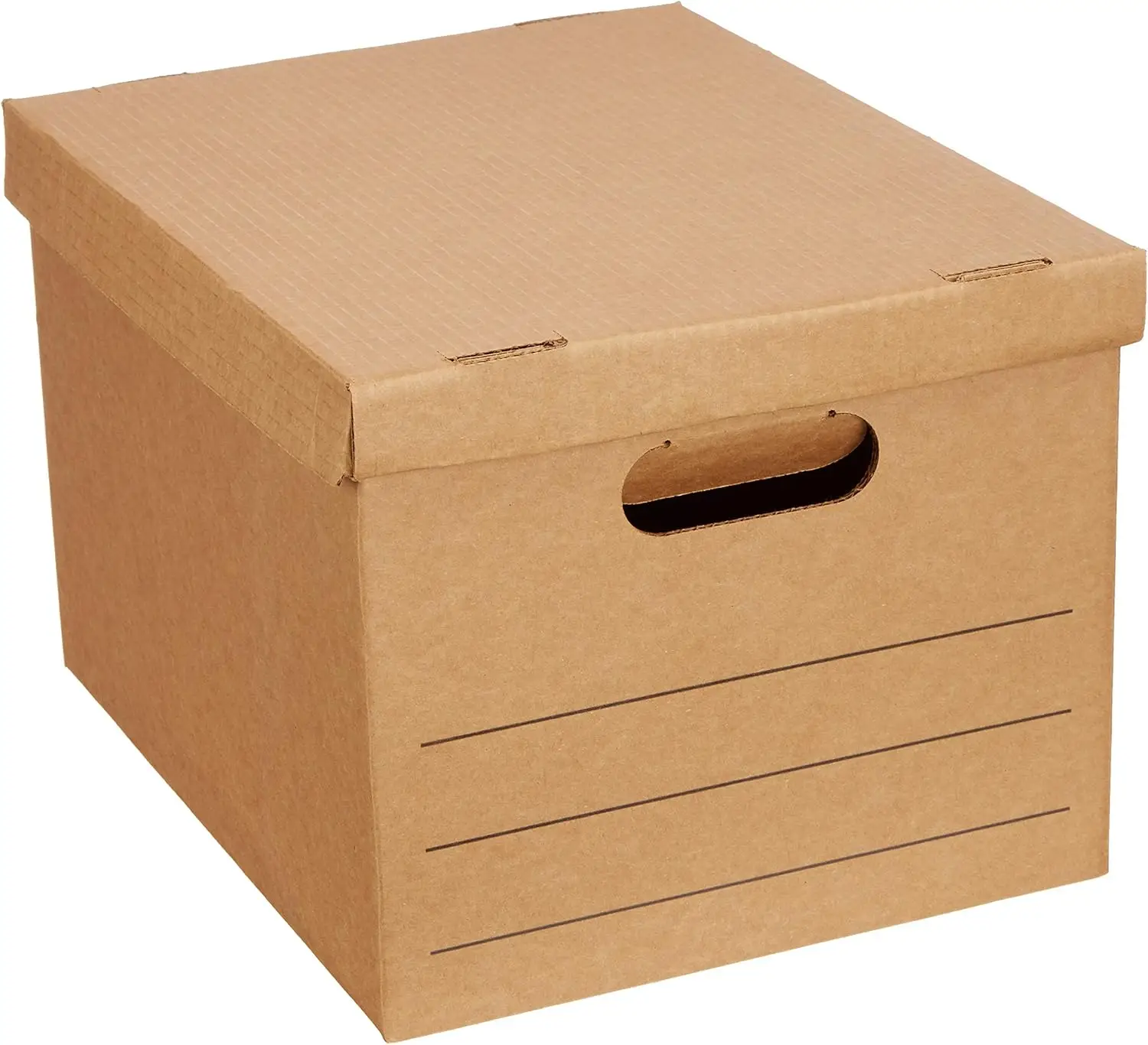 

Collapsible Moving and Storage Boxes with Handles, Lift-Off Lids, 15x10x12 in, Brown, 20-Pack for File Storage
