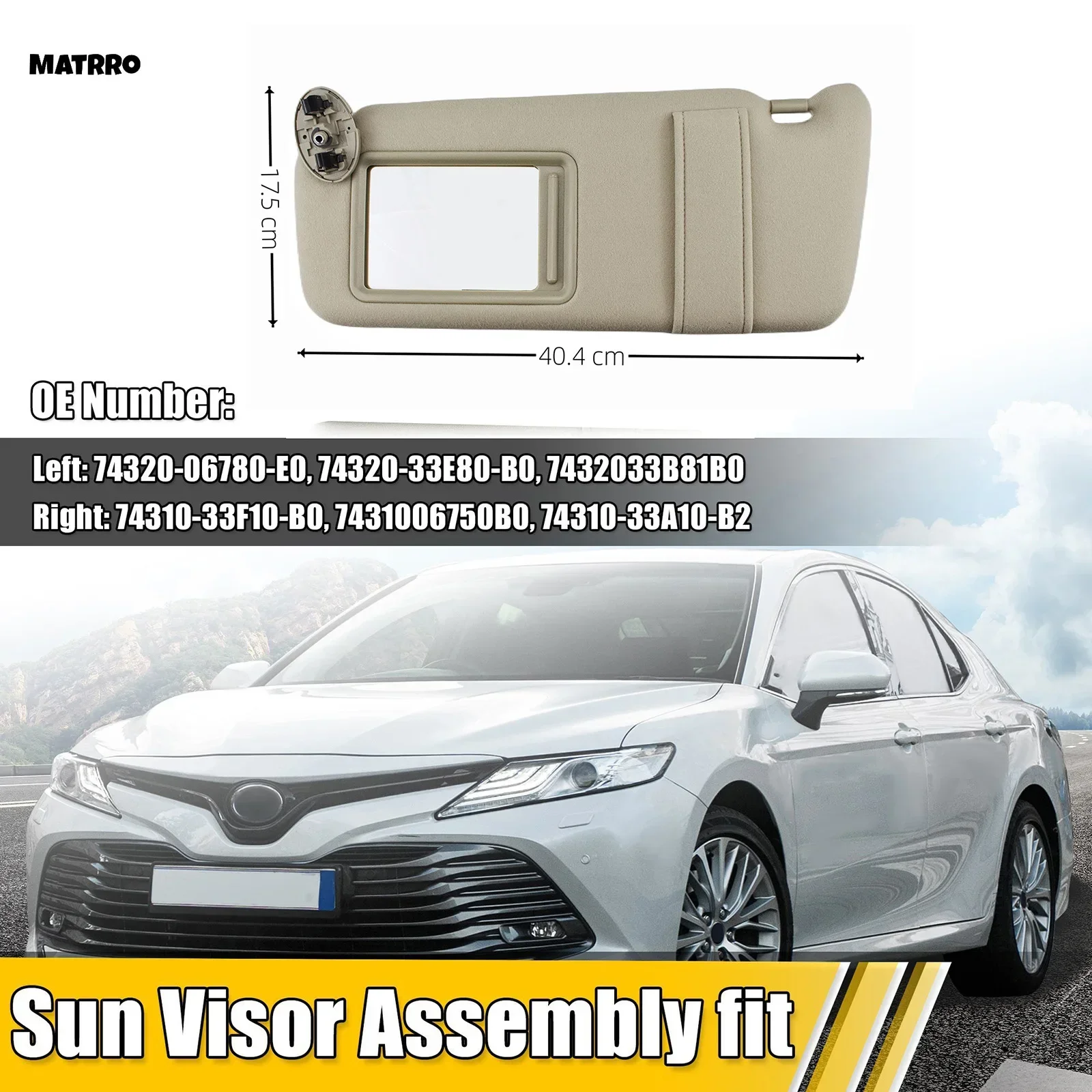For Toyota Camry 2007~ 2011 OE# 74310-06750-E0, 74320-06780-B0 Car Interior Front Sun Visor Mirror Without Light Left/Right