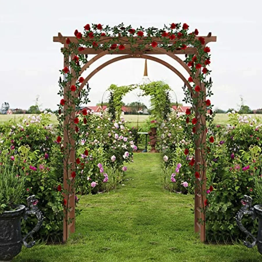 7FT Garden Arch for outdoor ceremony decoration, made of fir wood, natural color, sturdy and weather-resistant design